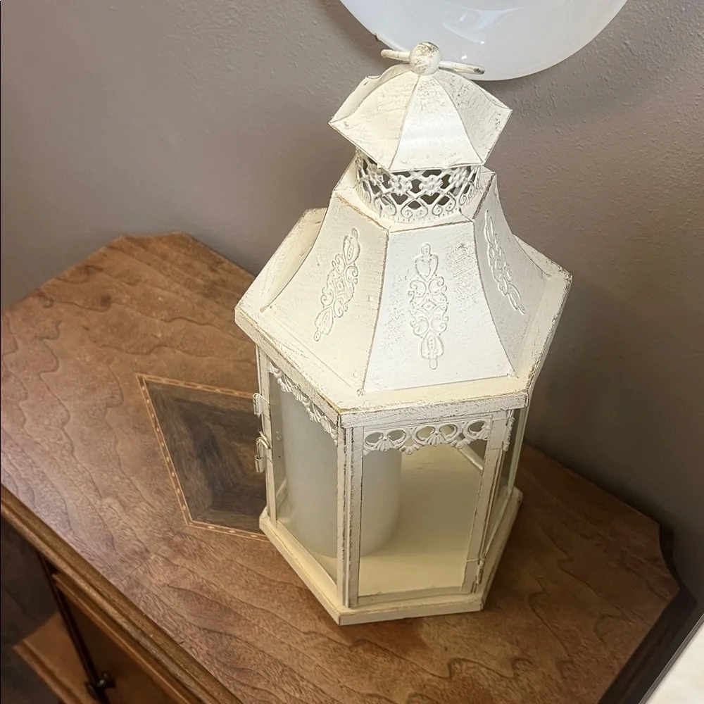 Cottage core glass cream lantern